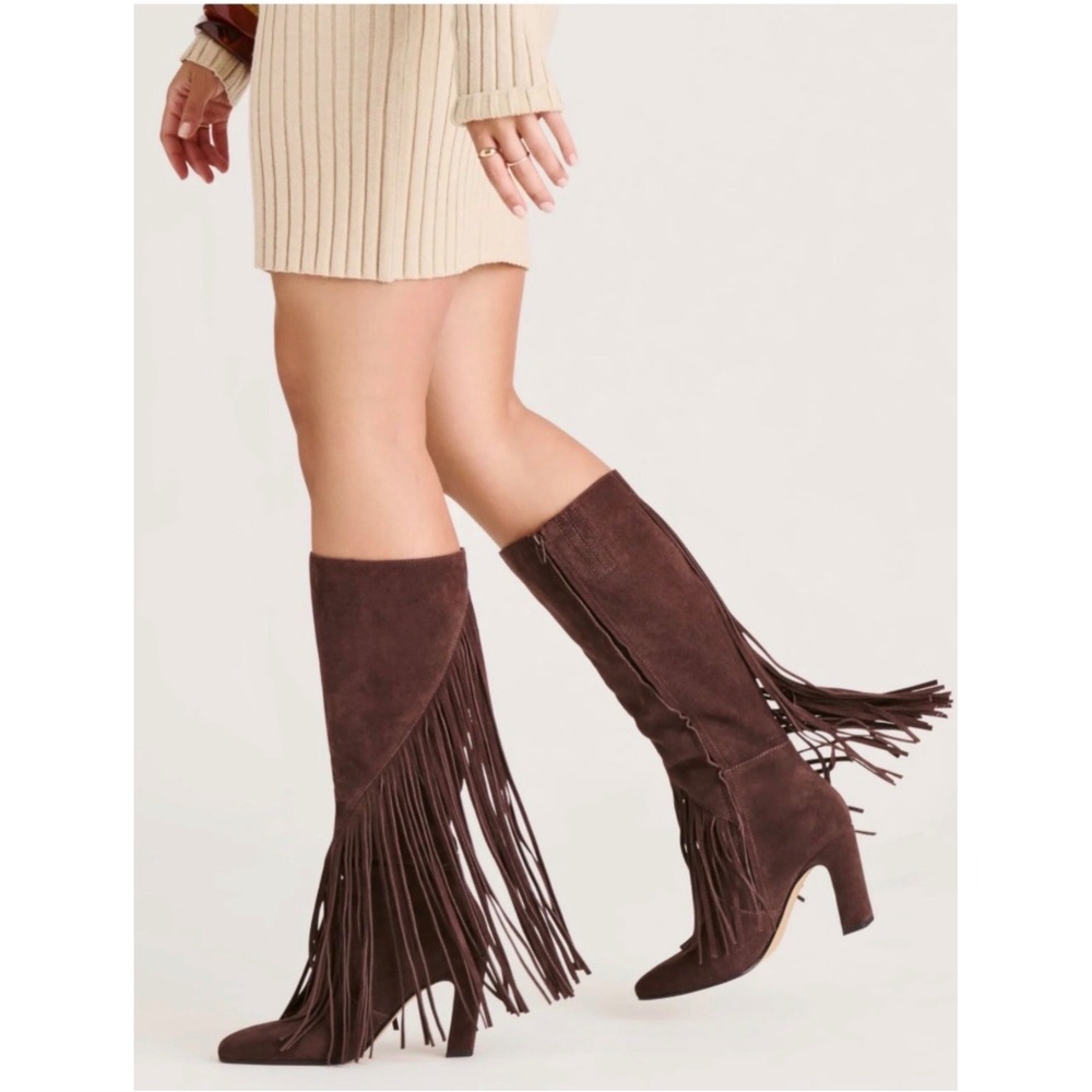 DOLCE VITA GIANO SUEDE FRINGE BOOTS NEW Size 8.5 brown western